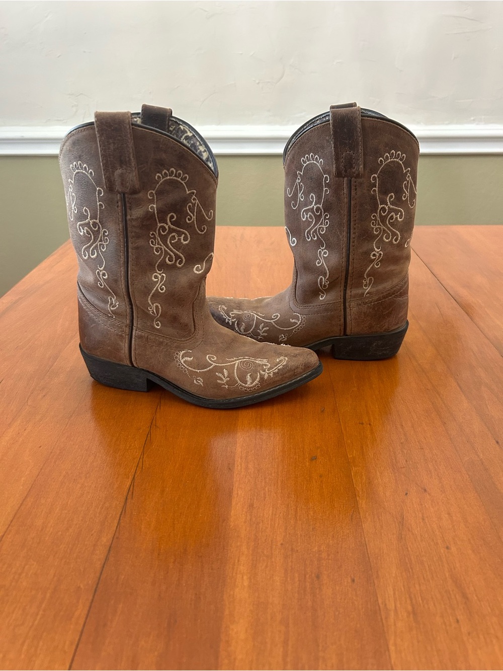 Smoky Mountain Boots Girls Brown Embroidered Western Cowboy Boots Size 1.5R
